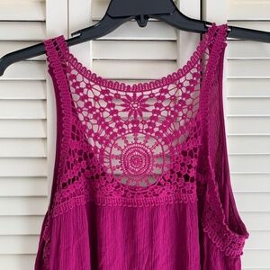 Lane Bryant Plus Hot Fuchsia Pink Tank Cami Crochet  - Size 20